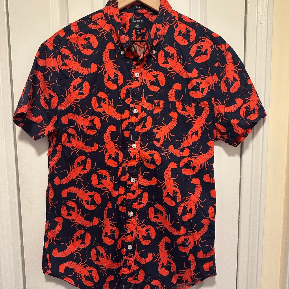 J. Crew Men's Slim Short-Sleeve Lobster Shirt - Medium